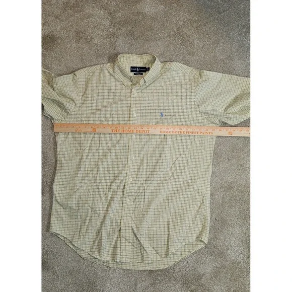 Ralph Lauren Mens Classic Fit Tattersall Check Button Down Shirt Yellow Blue L - Picture 8 of 10